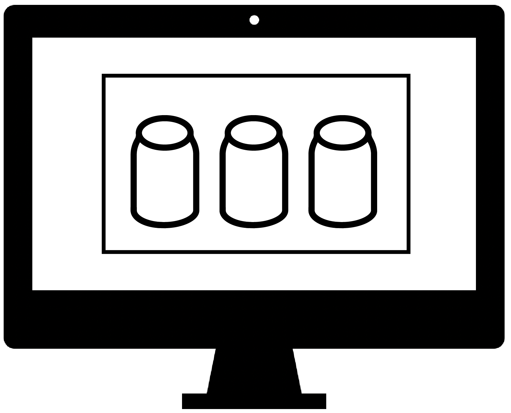 2D products on computer icon