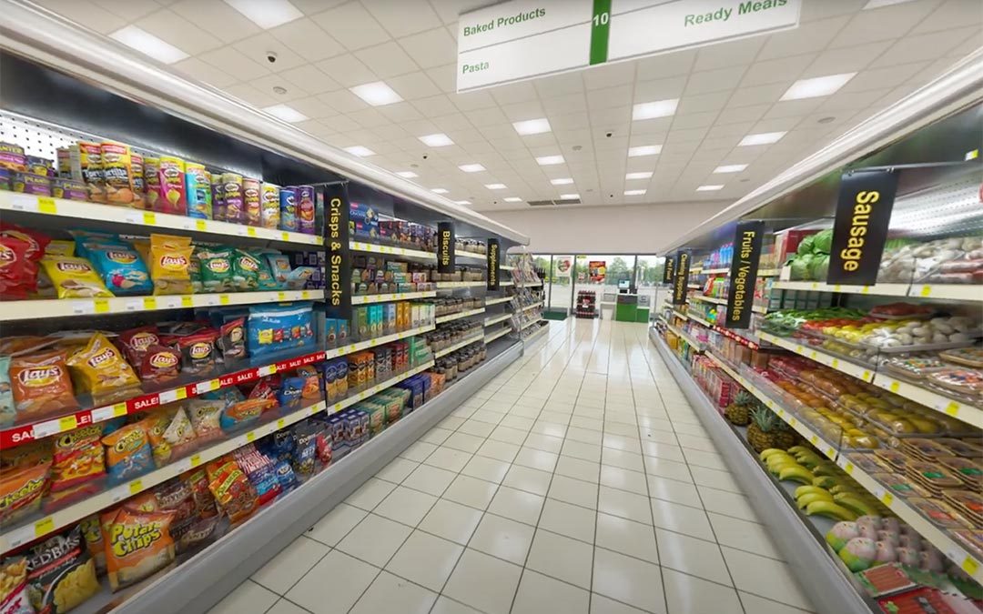 VR store image of supermarket aisle
