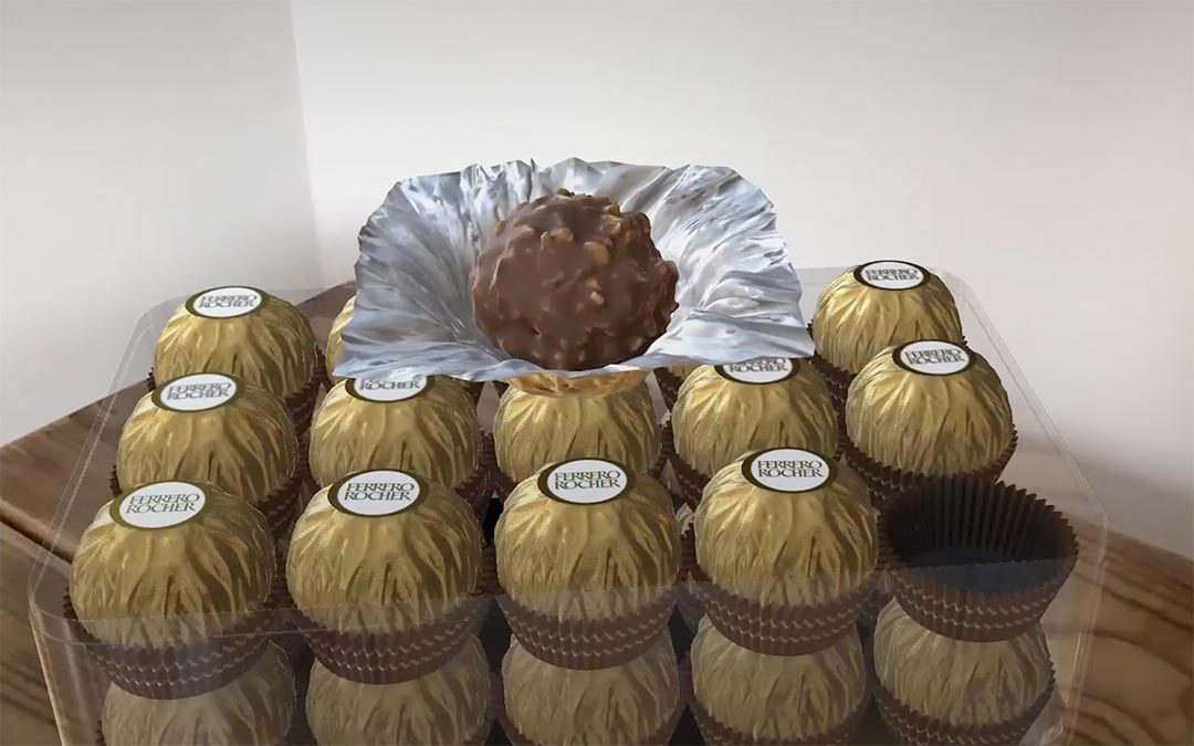 AR product demo of Ferrero packaging research