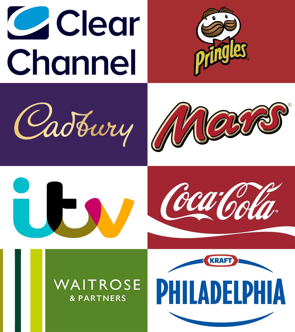 Logos of Coca Cola, Philadelphia, Cadburys and more