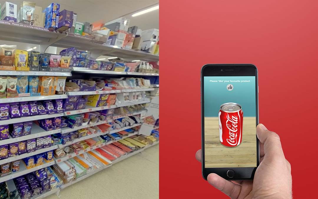 VR supermarket shelf AR drinks can